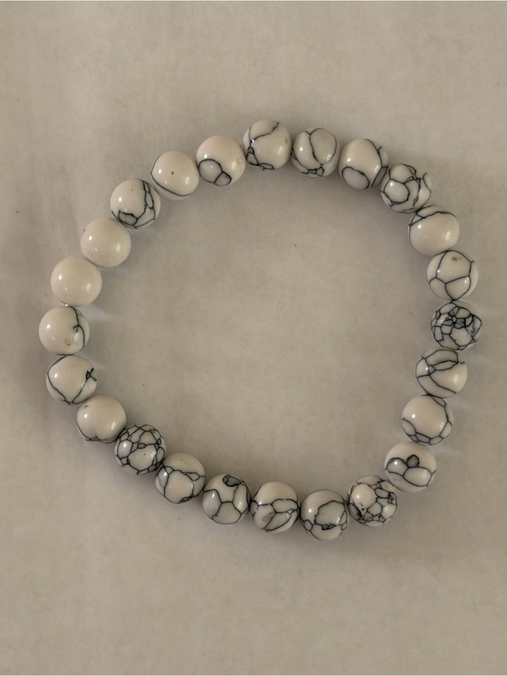 White Howlite Beaded Stretch Bracelet